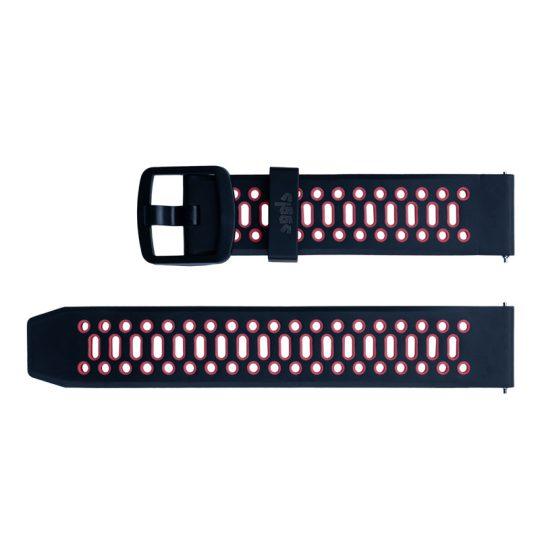 Dawood Watch Band (Black Silicon with Red Holes)